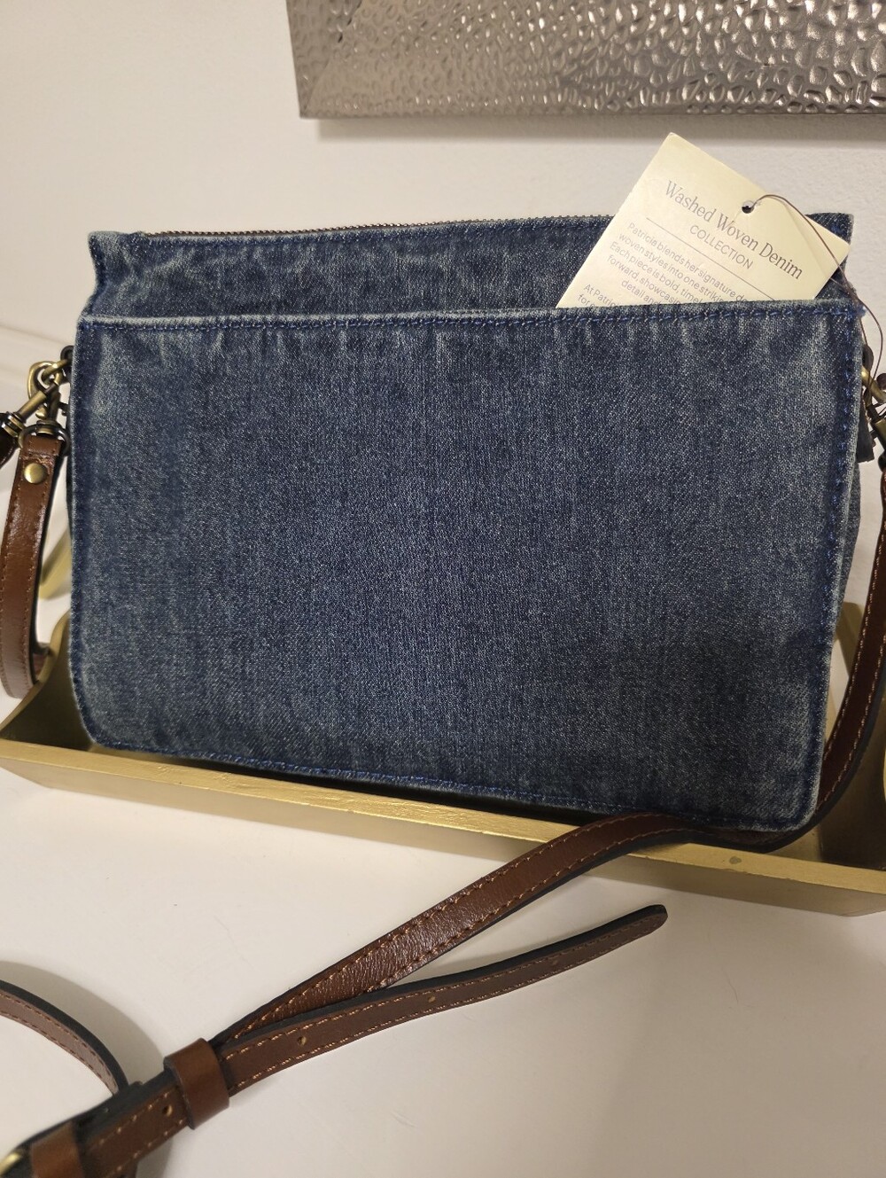 Patricia Nash Washed Woven Denim Crossbody - Picture 2 of 4